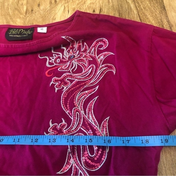 Bob Mackie Wearable Art Chinese Dragon Embroidered Womens XS Fuchsia Stretch - Picture 7 of 8